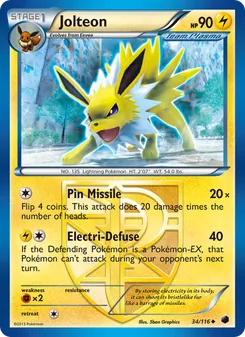 Jolteon card from Plasma Freeze, number 34/116