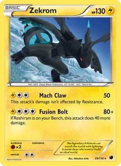 Zekrom card from Plasma Freeze, number 39/116