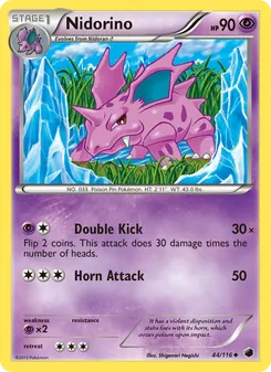 Nidorino card from Plasma Freeze, number 44/116