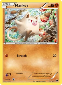 Mankey card from Plasma Freeze, number 59/116