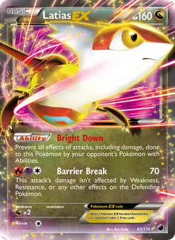 Latias-EX card from Plasma Freeze, number 85/116