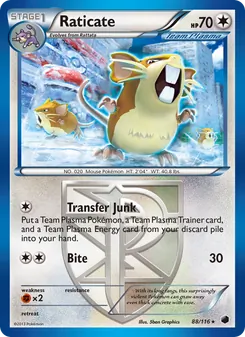 Raticate card from Plasma Freeze, number 88/116