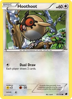 Hoothoot card from Plasma Freeze, number 91/116