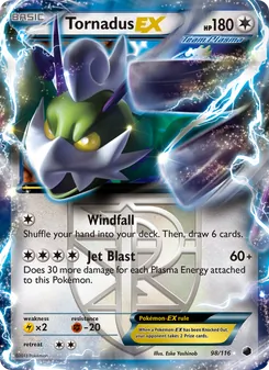 Tornadus-EX card from Plasma Freeze, number 98/116