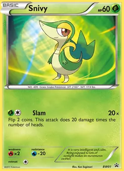 Snivy card from BW Black Star Promos, number BW01/101