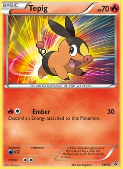 Tepig card from BW Black Star Promos, number BW02/101