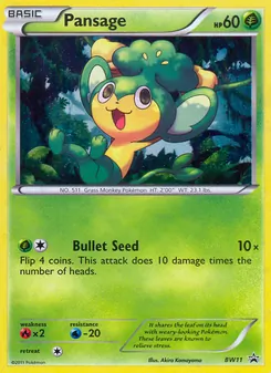 Pansage card from BW Black Star Promos, number BW11/101