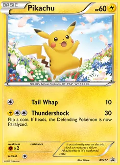 Kaart Pikachu uit BW Black Star Promos, nummer BW77/101