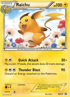 Kaart Raichu uit BW Black Star Promos, nummer BW78/101