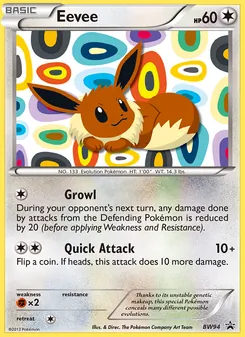 Kaart Eevee uit BW Black Star Promos, nummer BW94/101