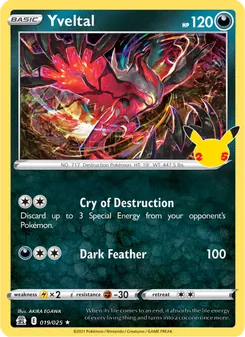 Yveltal card from Celebrations, number 19/25
