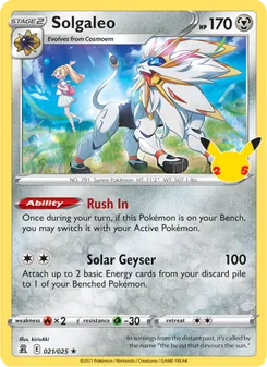 Solgaleo card from Celebrations, number 21/25