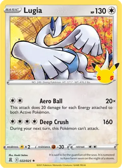 Lugia card from Celebrations, number 22/25