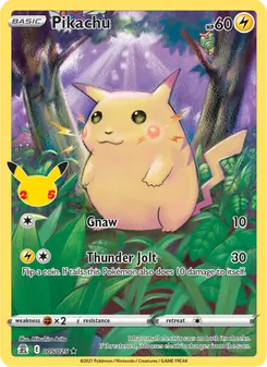 Pikachu card from Celebrations, number 5/25