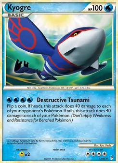Kyogre card from Call of Legends, number 12/95