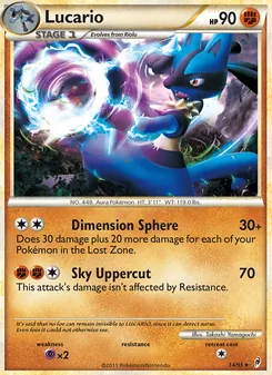 Lucario card from Call of Legends, number 14/95
