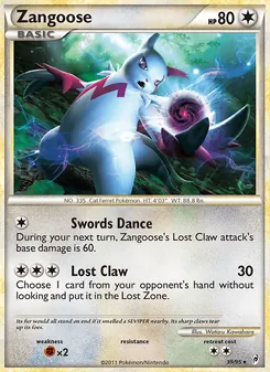 Zangoose card from Call of Legends, number 39/95