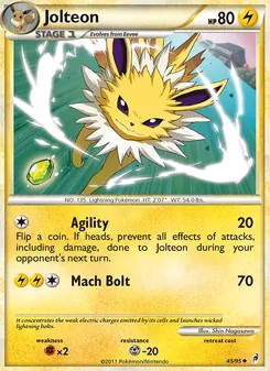 Jolteon card from Call of Legends, number 45/95