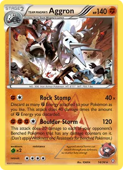 Team Magma's Aggron card from Double Crisis, number 14/34