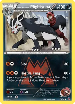 Team Magma's Mightyena card from Double Crisis, number 19/34