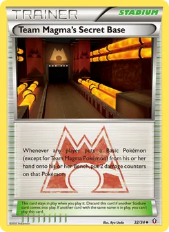 Team Magma's Secret Base card from Double Crisis, number 32/34