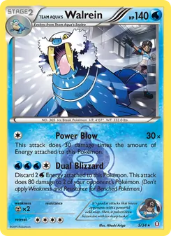 Team Aqua's Walrein card from Double Crisis, number 5/34