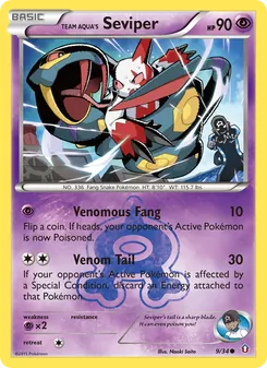 Team Aqua's Seviper card from Double Crisis, number 9/34