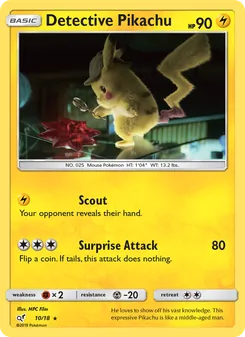 Detective Pikachu card from Detective Pikachu, number 10/18