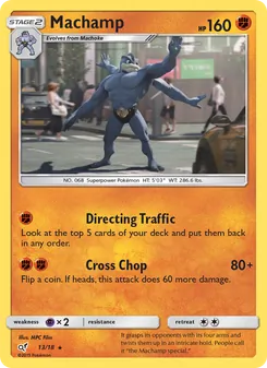Machamp card from Detective Pikachu, number 13/18