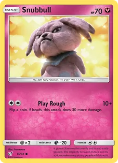 Snubbull card from Detective Pikachu, number 15/18