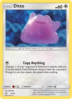 Ditto card from Detective Pikachu, number 17/18