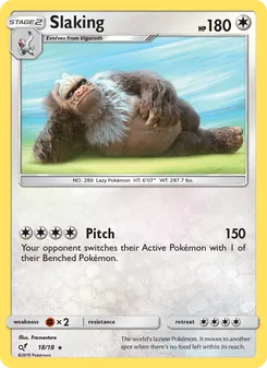 Slaking card from Detective Pikachu, number 18/18
