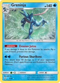 Greninja card from Detective Pikachu, number 9/18