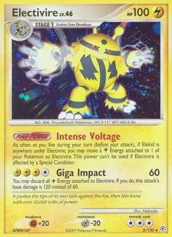 Electivire card from Diamond & Pearl, number 3/130