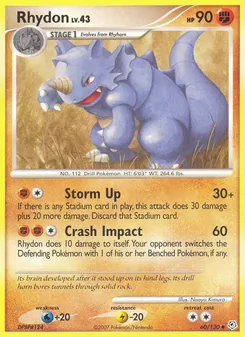 Rhydon card from Diamond & Pearl, number 60/130