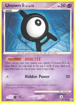 Unown A card from Diamond & Pearl, number 65/130