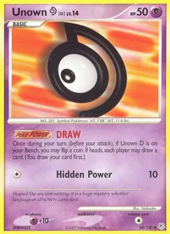 Unown D card from Diamond & Pearl, number 68/130