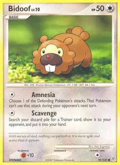 Bidoof card from Diamond & Pearl, number 70/130