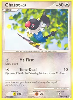Chatot card from Diamond & Pearl, number 74/130