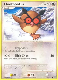 Hoothoot card from Diamond & Pearl, number 85/130