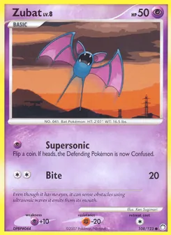 Zubat card from Mysterious Treasures, number 108/123