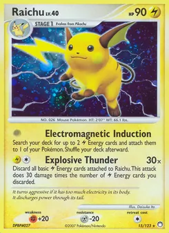 Raichu card from Mysterious Treasures, number 15/123