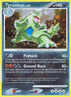 Tyranitar card from Mysterious Treasures, number 17/123