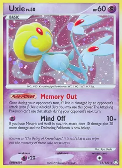 Uxie card from Mysterious Treasures, number 18/123