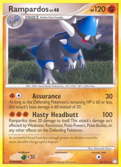 Rampardos card from Mysterious Treasures, number 33/123