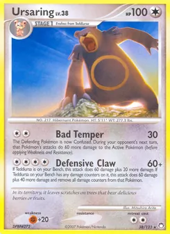 Ursaring card from Mysterious Treasures, number 38/123