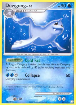 Dewgong card from Mysterious Treasures, number 45/123