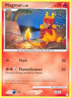 Magmar card from Mysterious Treasures, number 54/123