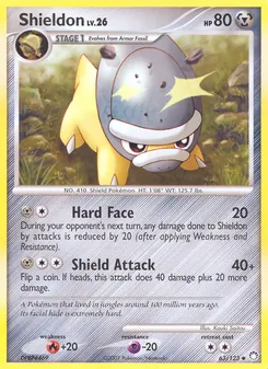 Shieldon card from Mysterious Treasures, number 63/123