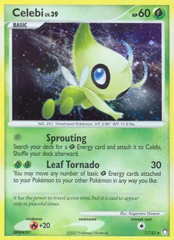 Celebi card from Mysterious Treasures, number 7/123